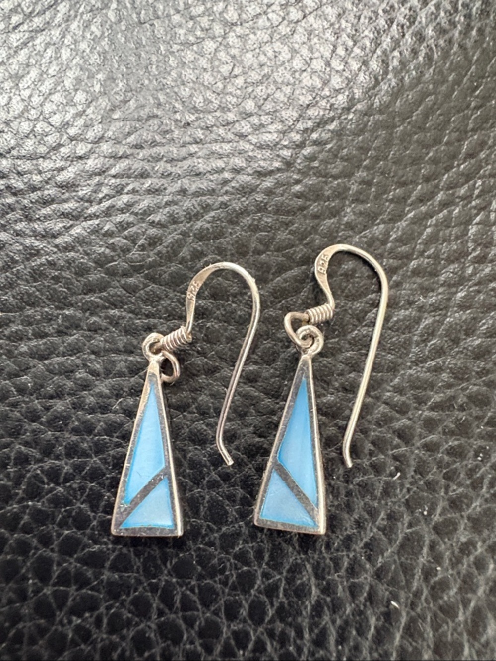 Sterling Silver Mother Of Pearl Triangle Drop Earrings